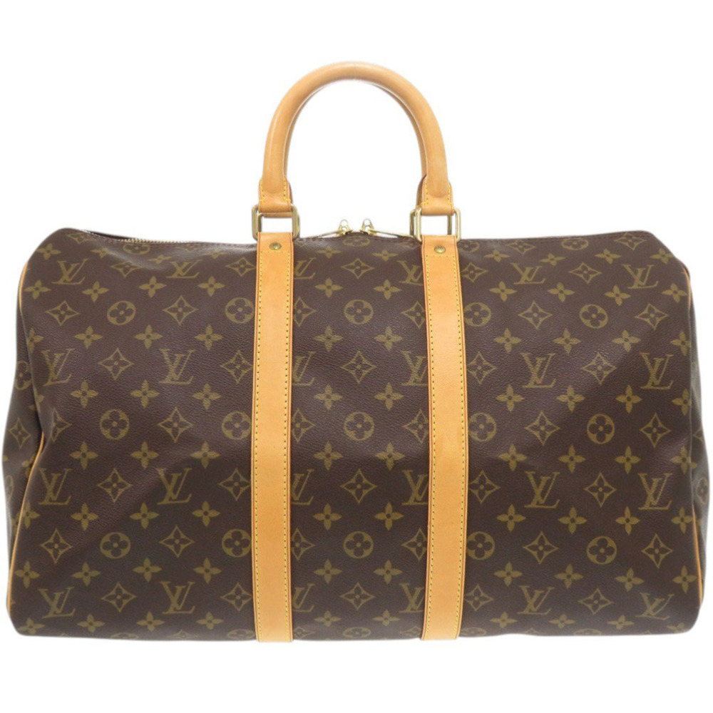 LOUIS VUITTON Authentic Brown Monogram Keepall 45 Boston Bag